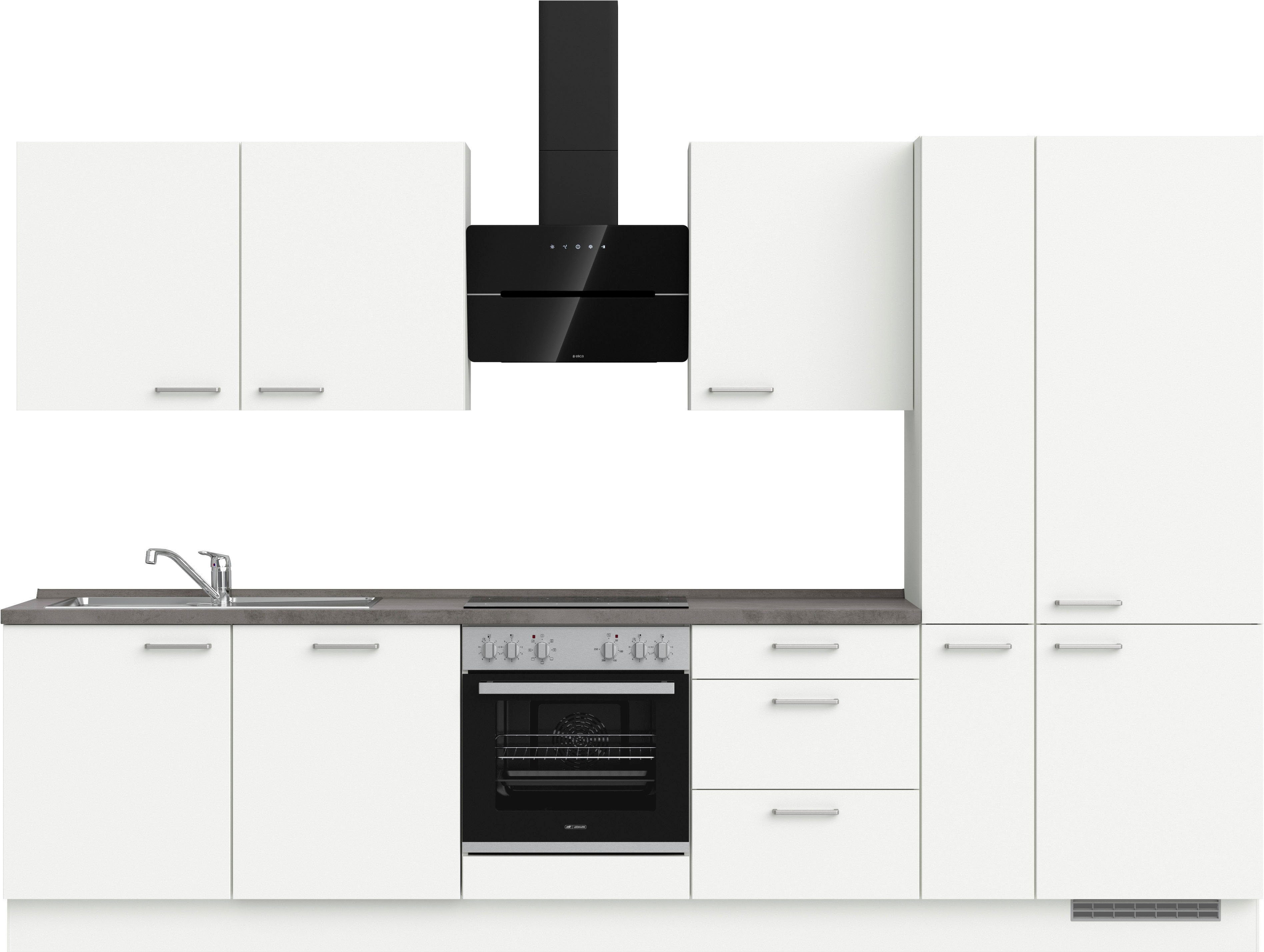 nobilia® elements Küchenzeile "elements premium", vormontiert, Ausrichtung wählbar, Breite 330 cm, mit E-Geräten
