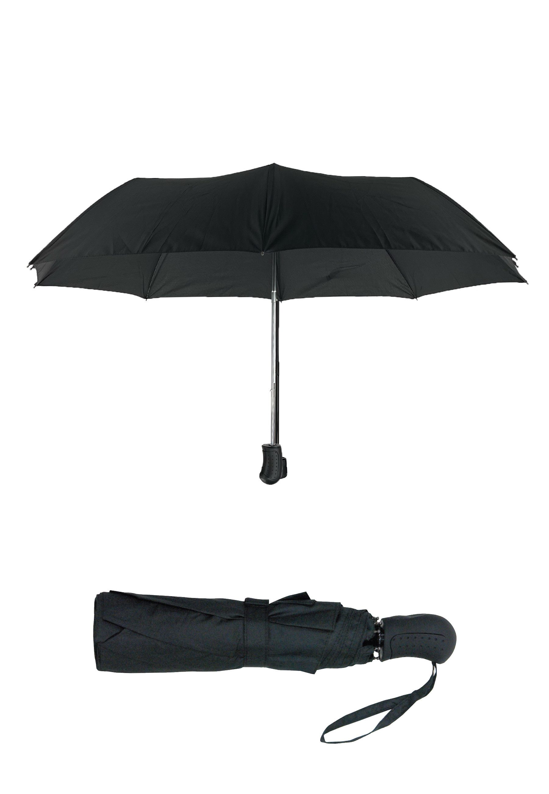 Yuhu Taschenregenschirm Taschenregenschirm schwarz, kompakt & faltbar, 96 cm Durchmesser