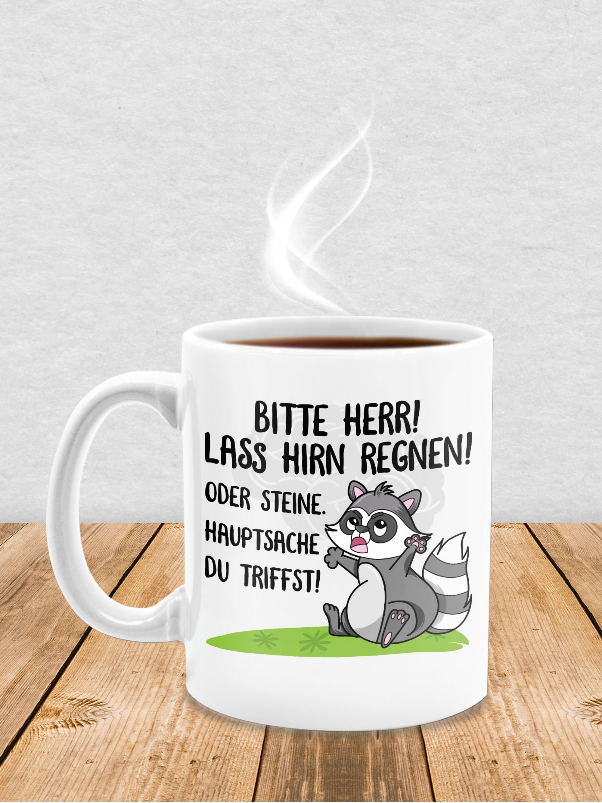 Sprüche Tasse regnen, 1 Lass Hirn Statement Bitte Keramik, Herr Weiß es Shirtracer