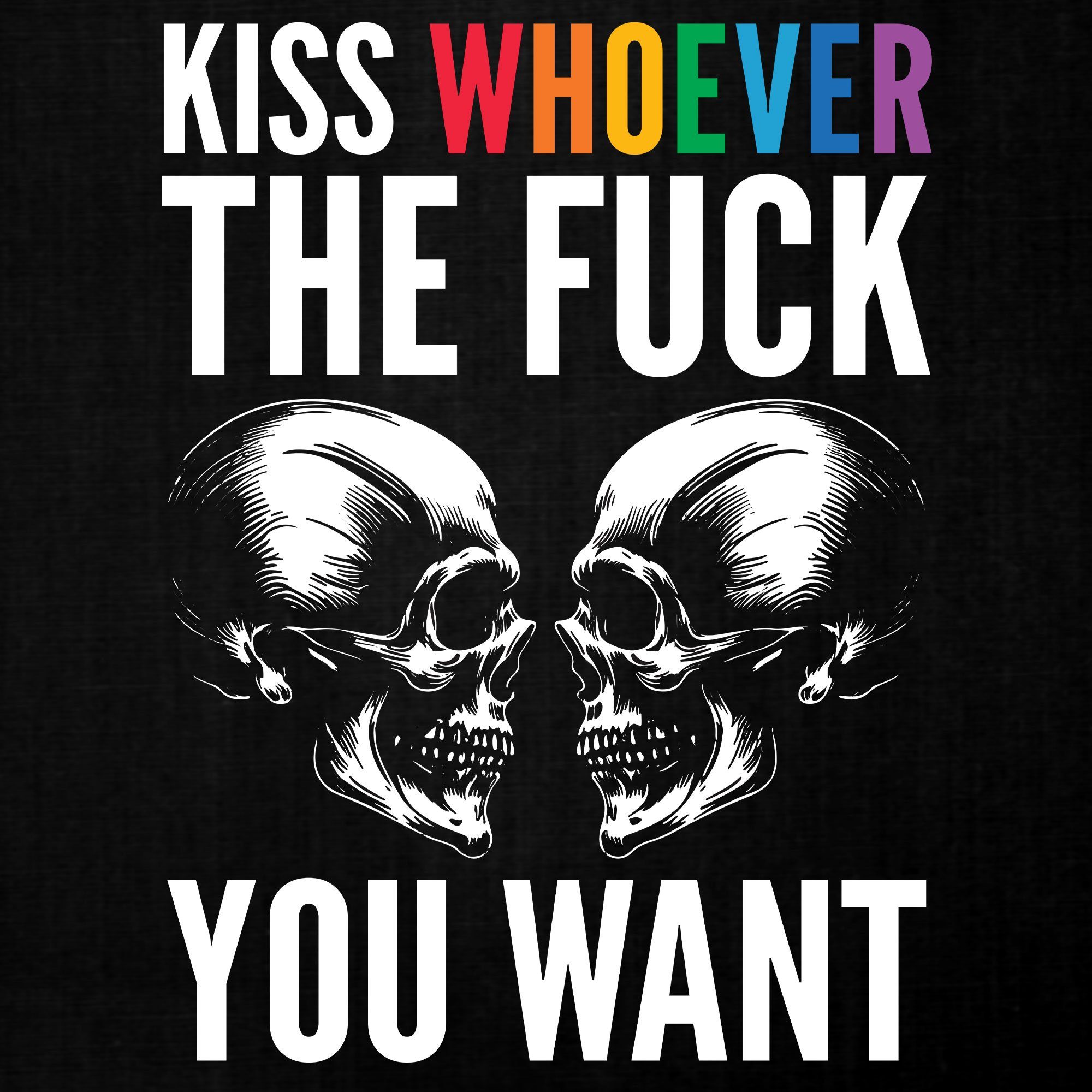Schwarz Totenkopf Kiss X-mas LGBT Quattro Weihnachtsgeschenk Herren - Kurzarmshirt (1-tlg) Formatee Weihnachten