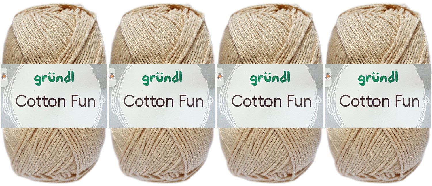 Gründl 4x50 Gramm Gründl Cotton Fun Wollset (von einer Farbe) Häkelwolle