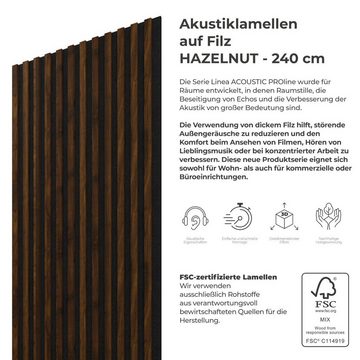 Stegu Wandpaneel Linea ACOUSTIC PROline Akustikpaneel Holz auf Filz Lamellenwand FSC, BxL: 60,00x240,00 cm, (1-tlg)