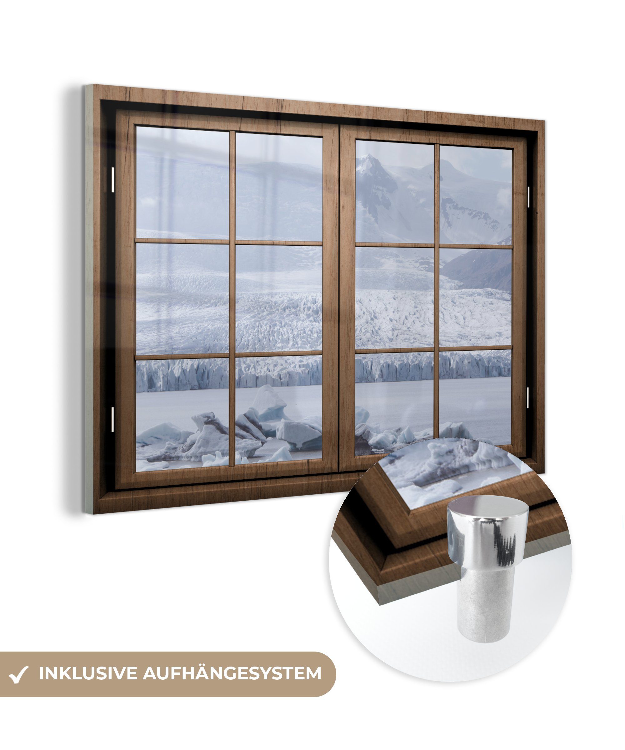 MuchoWow Acrylglasbild Durchblick - Nebel - Schnee, (1 St), Glasbilder - Bilder auf Glas Wandbild - Foto auf Glas - Wanddekoration
