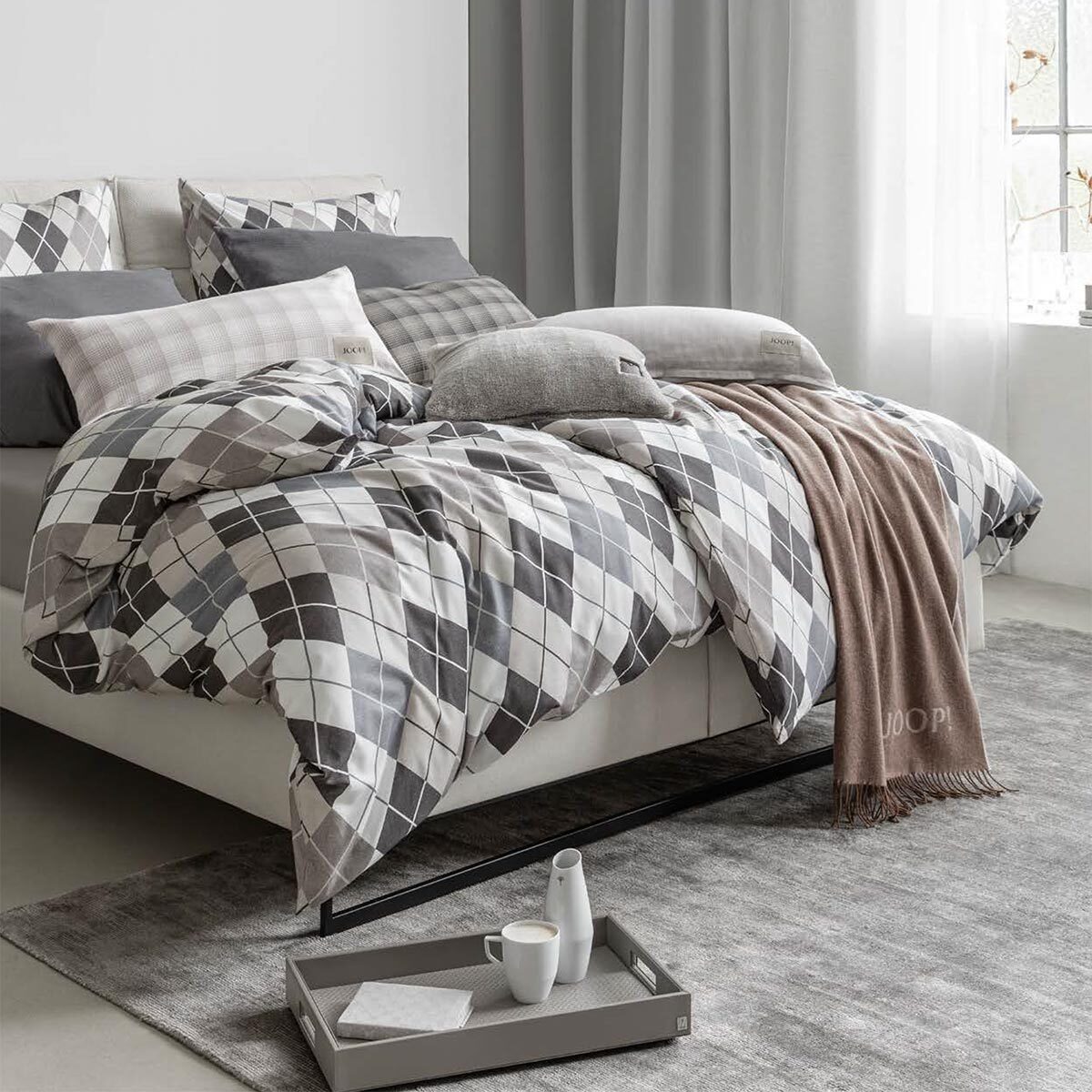 JOOP! Bettwäsche Soft Checks, Flanell, 2 teilig