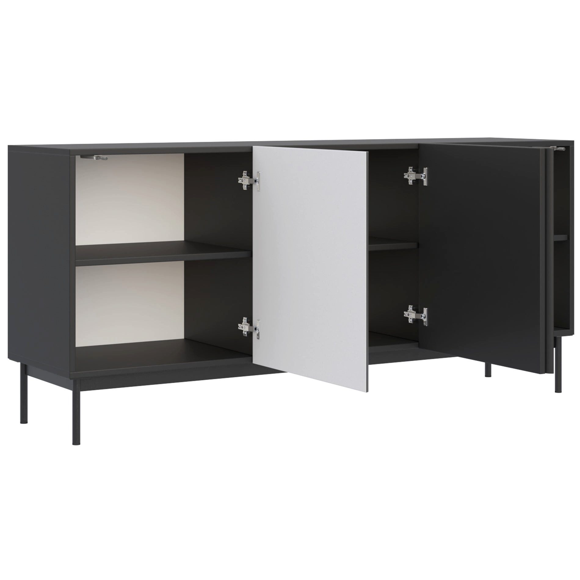 Selsey TV-Schrank OLIO TV-Lowboard Olio dreitürig hoch 160 cm Schwarz