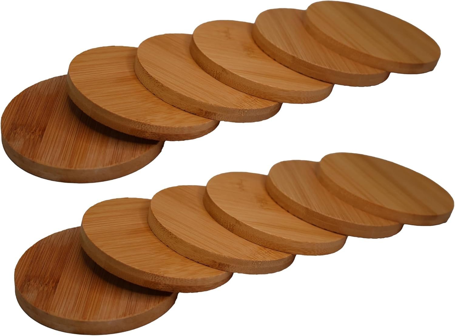 hausleben Glasuntersetzer 12er Set Untersetzer rund 11,7x11,7x0,7cm, Natur Bambus, Zubehör für Gläser, Tassen, Becher, Flaschen, Karaffen, Vasen, Tee- und Kaffeetassen, Set, 12-tlg., umweltfreundlich, Natur