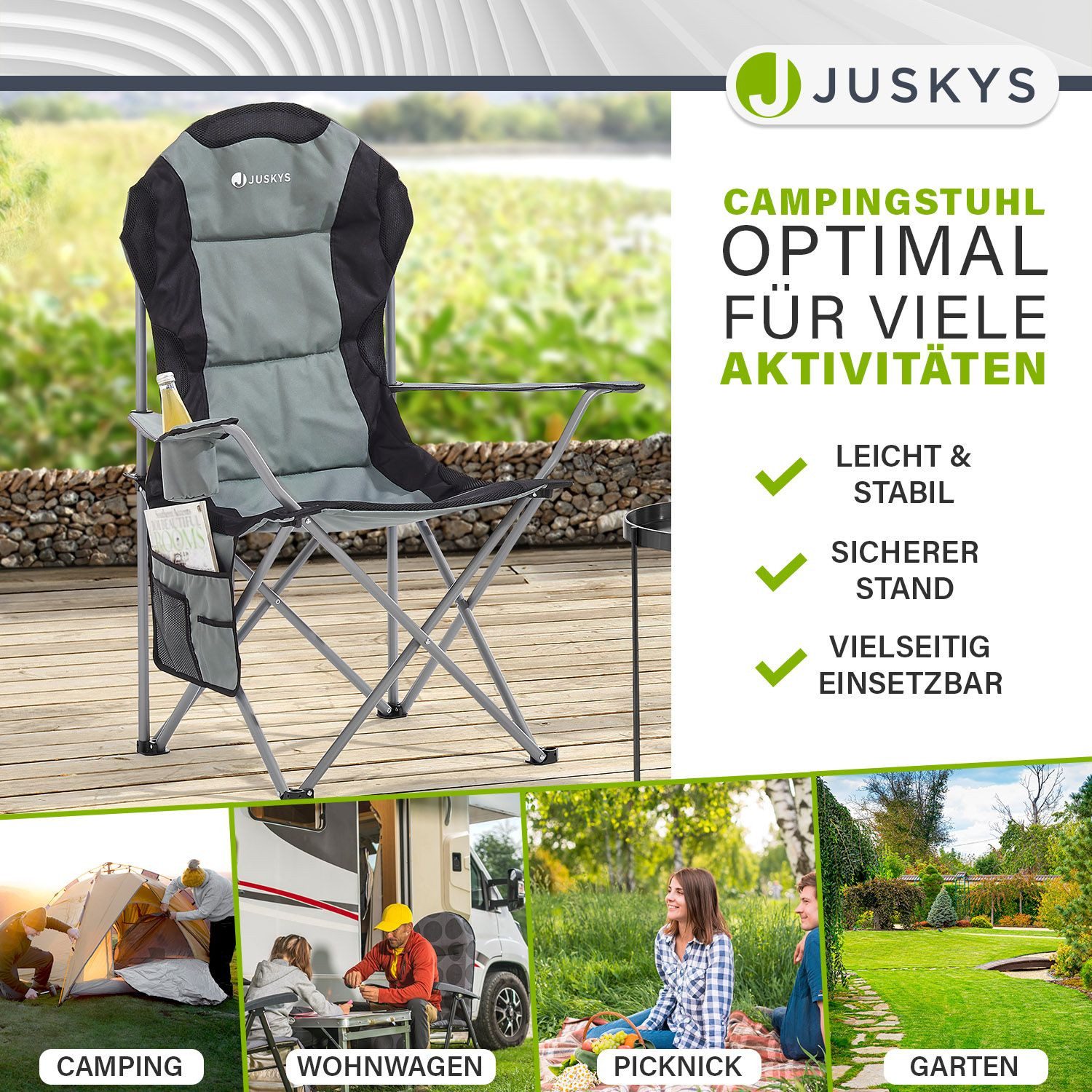 Juskys Campingstuhl Lido, leicht und stabil, günstig online kaufen