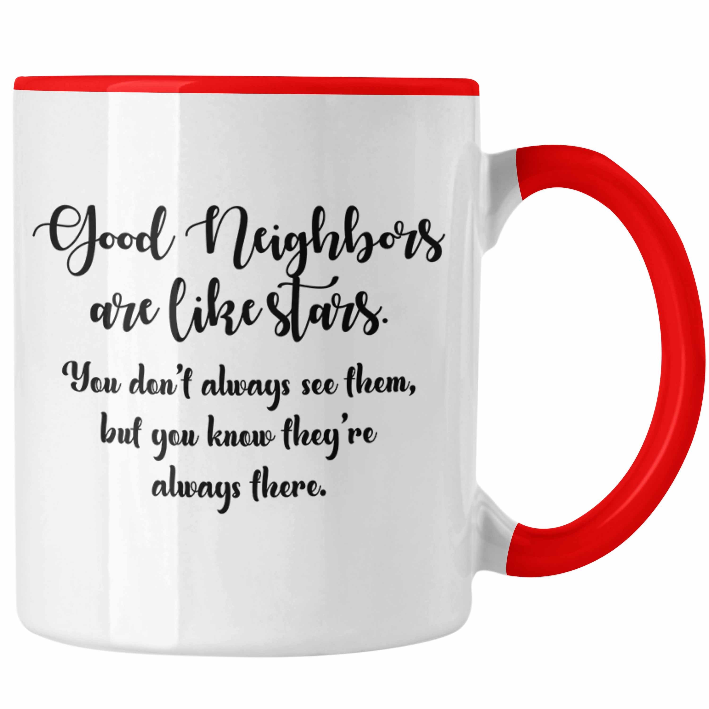 Trendation Tasse Trendation - Bester Nachbar Geschenk für Nachbarn Tasse Geschenkidee Beste Nachbarn der Welt Nachbarin Rot