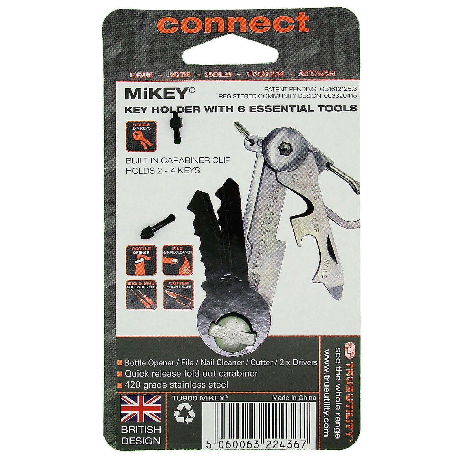 Bund, Mini True Tool Multitool Multi Connect Schlüssel MiKey Organizer Utility Karabiner