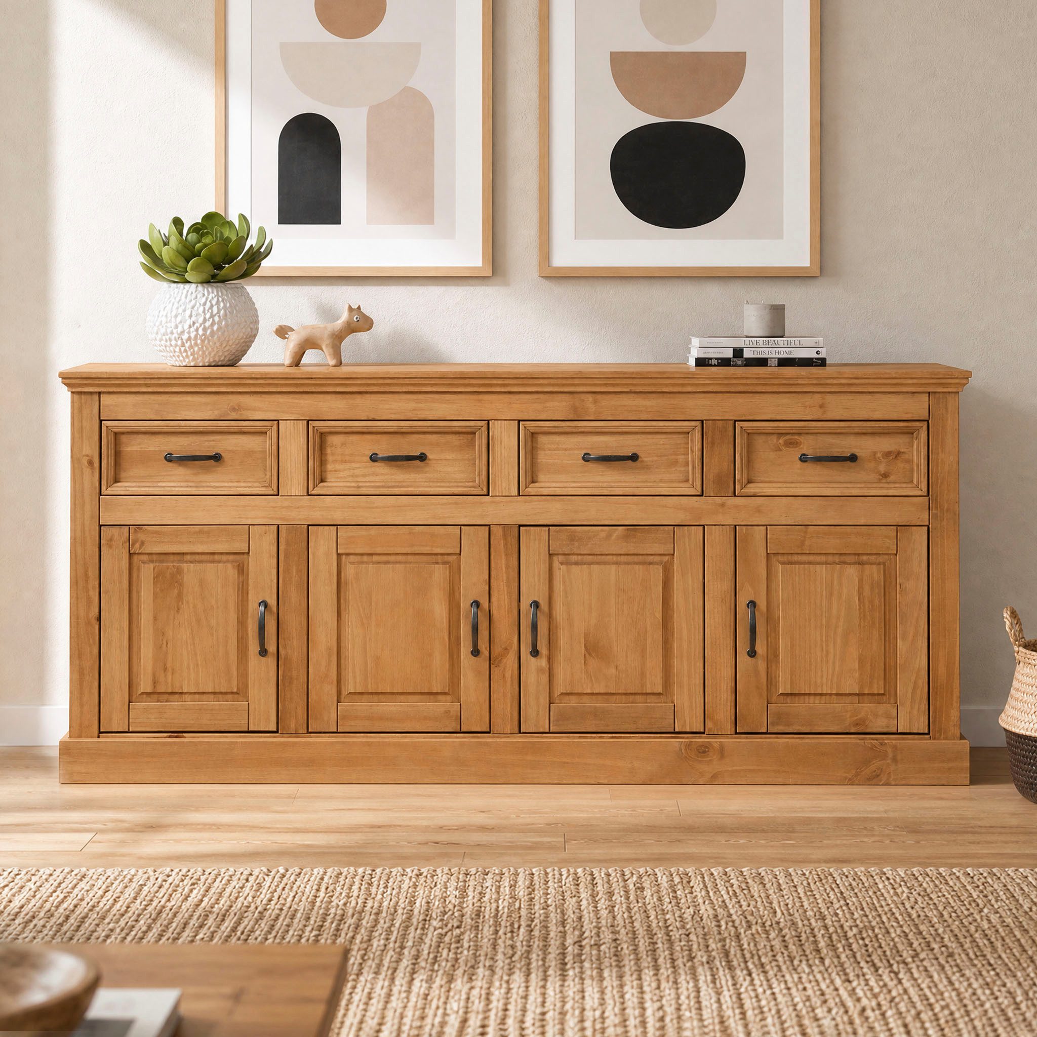 OTTO home Sideboard Selma, Kommode mit 4 Türen und 4 Schubkästen. Breite 192 cm