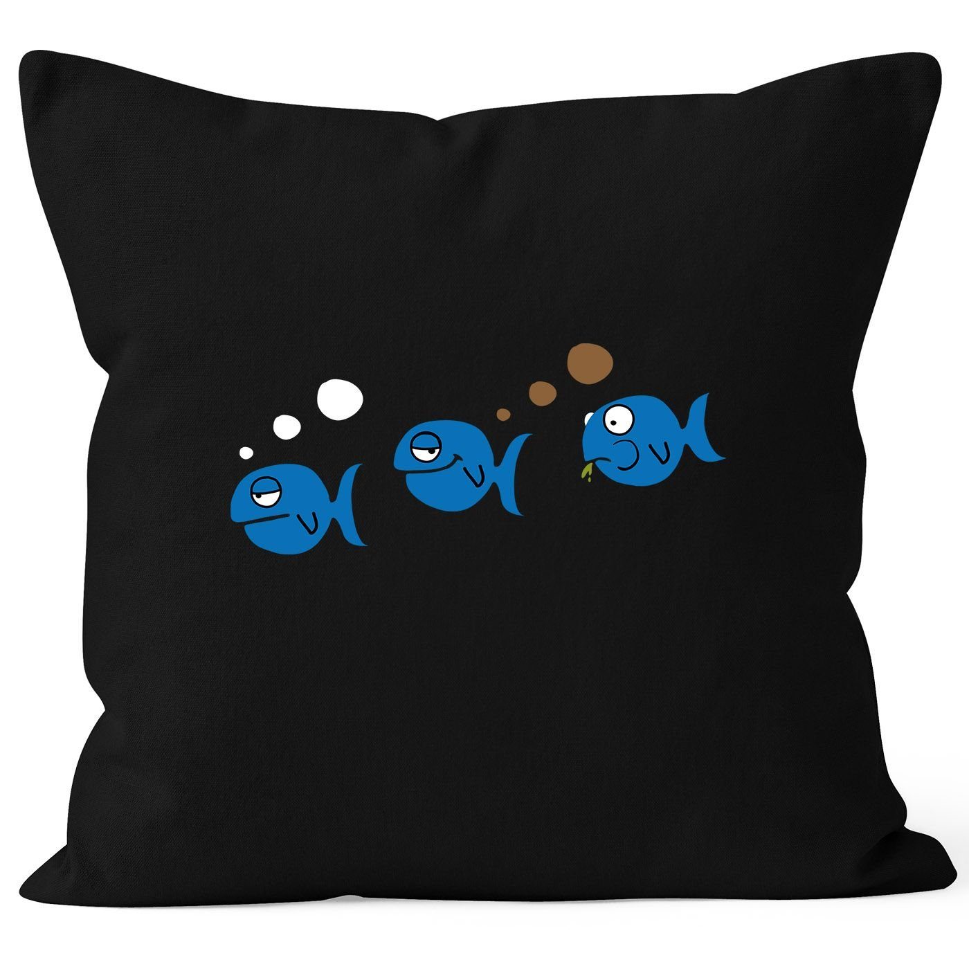 MoonWorks Dekokissen Kissen-Bezug Fische lustig Fischfurz Fun-Motiv furzen Witz Scherz Meme Deko-Kissen Baumwolle MoonWorks®