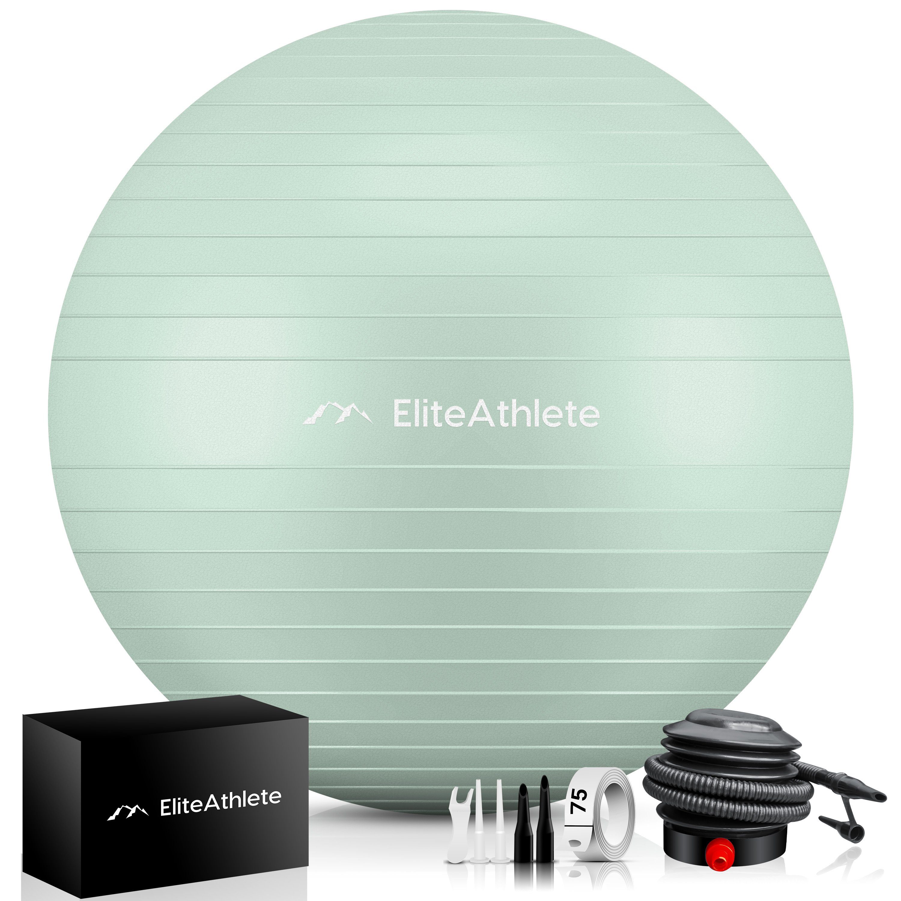 EliteAthlete Gymnastikball Gymnastikball Sitzball Büro ergonomisch - Fitness Yoga Schwangerschaft Pastell Mint