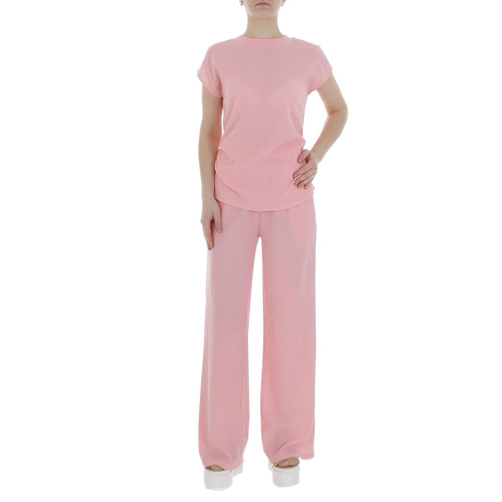 Ital-Design Freizeitanzug Damen Elegant Marlene-Hose (86365137), Stretch Zweiteiler in Rosa