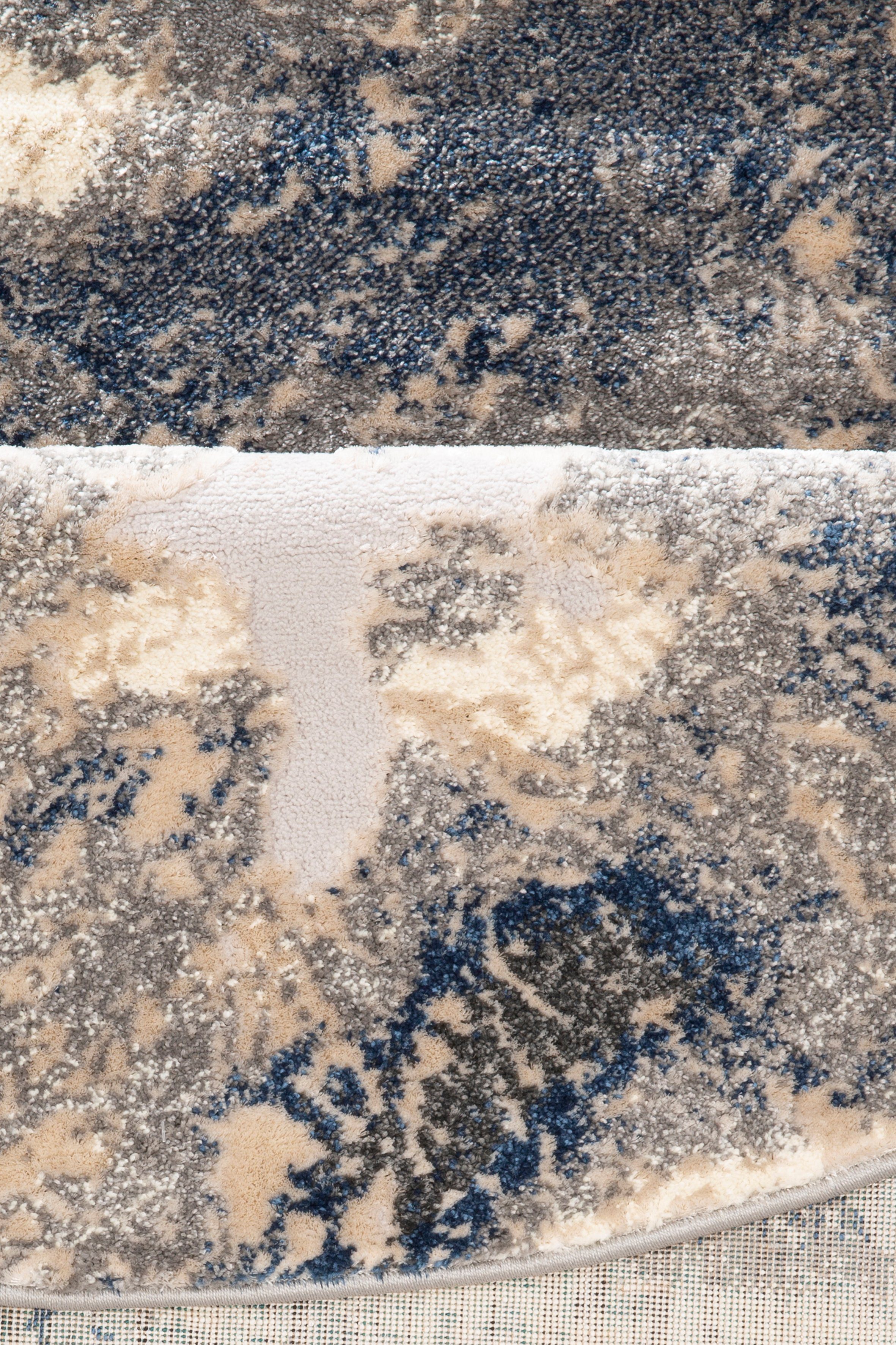 Teppich Dario, my Teppich, blau 12 Wende - rund, home, Höhe: angenehme Marmor-Design, weich mm, Haptik, modernes