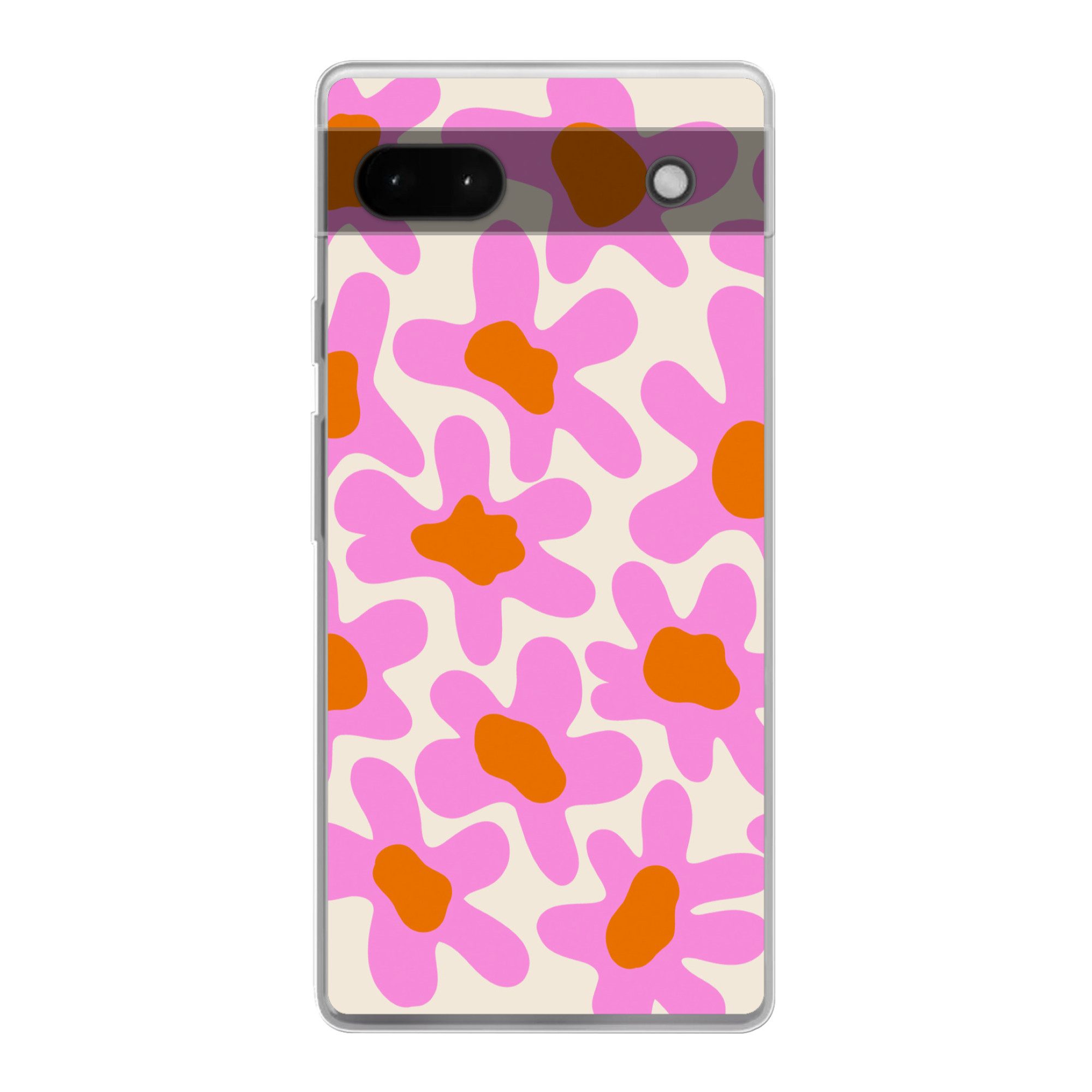 MuchoWow Handyhülle für Google Pixel 6a Blume - Rosa - Muster, Phone Case, Silikon, Schutzhülle Dünn