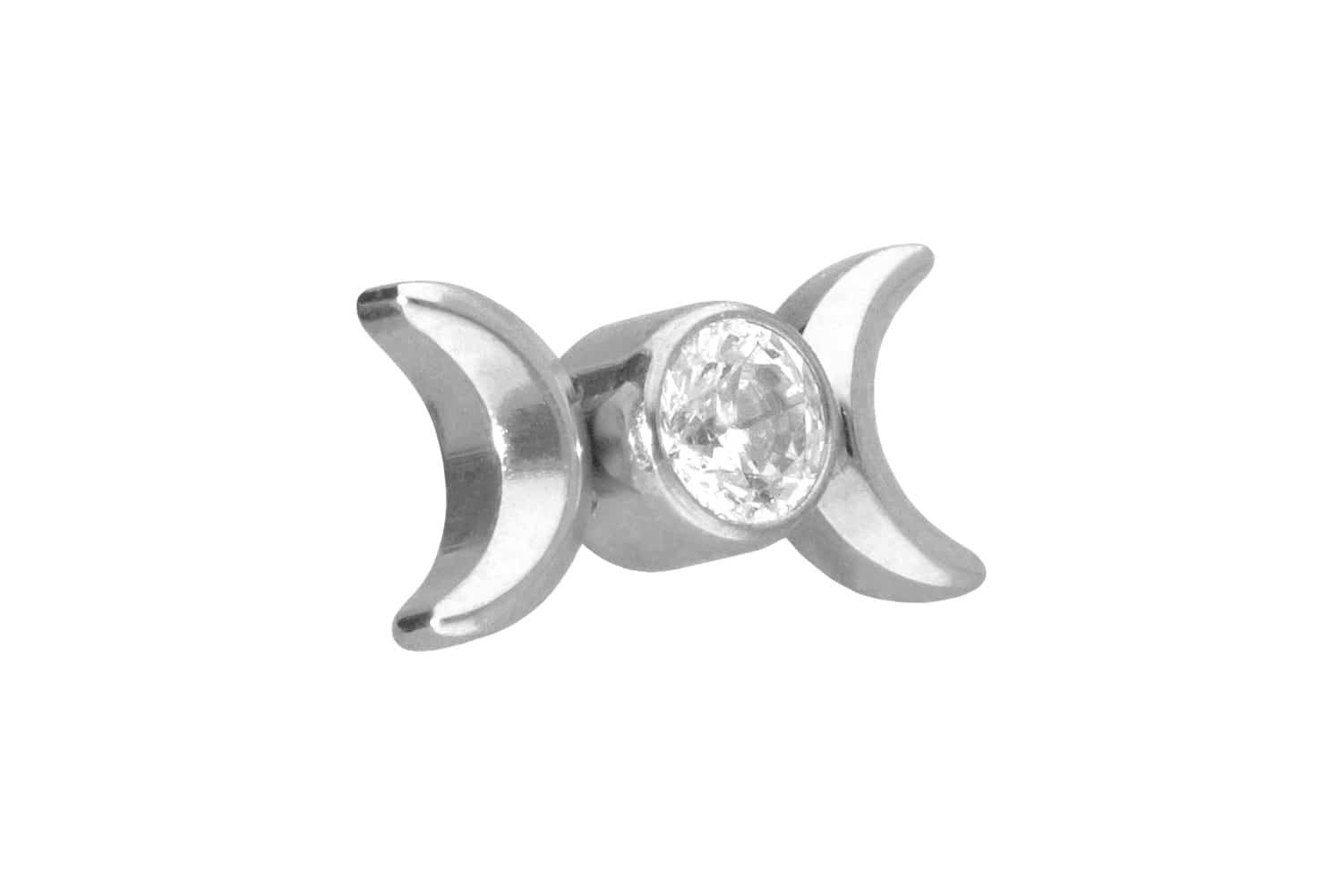 PIERCINGLINE Piercing-Set Titan Schraubaufsatz mit Außengewinde 2 MONDE + KRISTALL (Schraub-Aufsätze, 1-tlg)