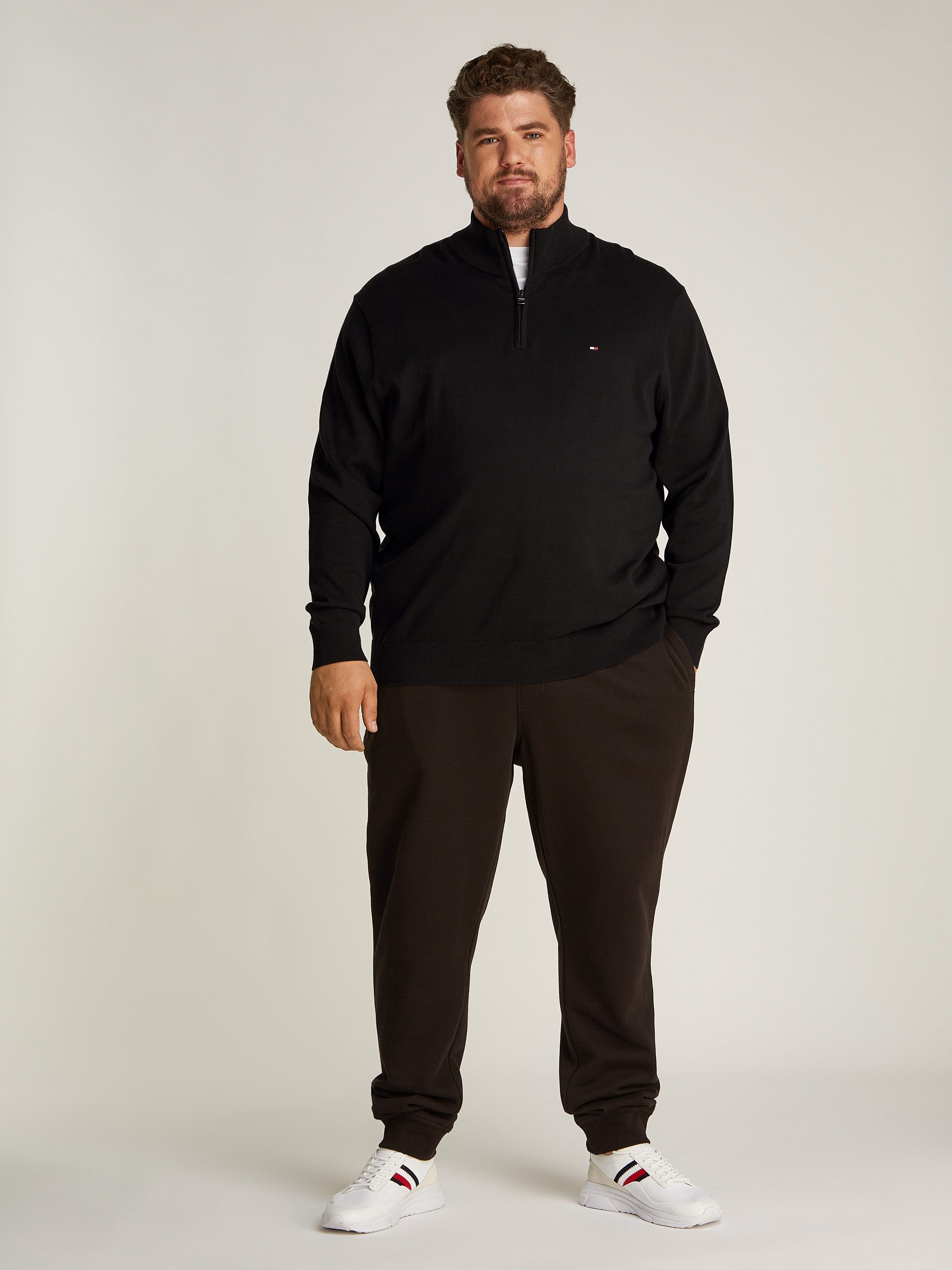 Tommy Hilfiger Big & Tall Stehkragenpullover BT-ESSENTIAL COTTON ZIP MOCK-B Großen Größen