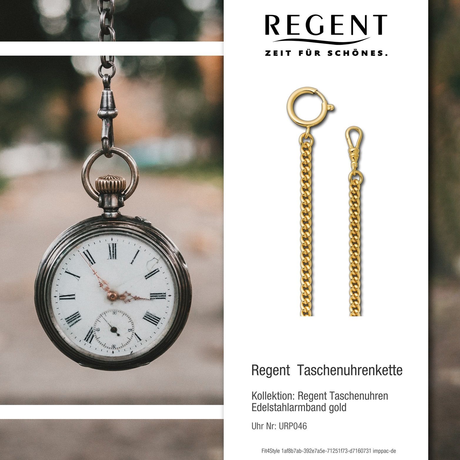 Elegant-Style Regent Taschenuhren-Armband, (Federring-Verschluss), für, Regent Edelstahlarmband, Kettenuhr 5mm Rundpanzer-Kette