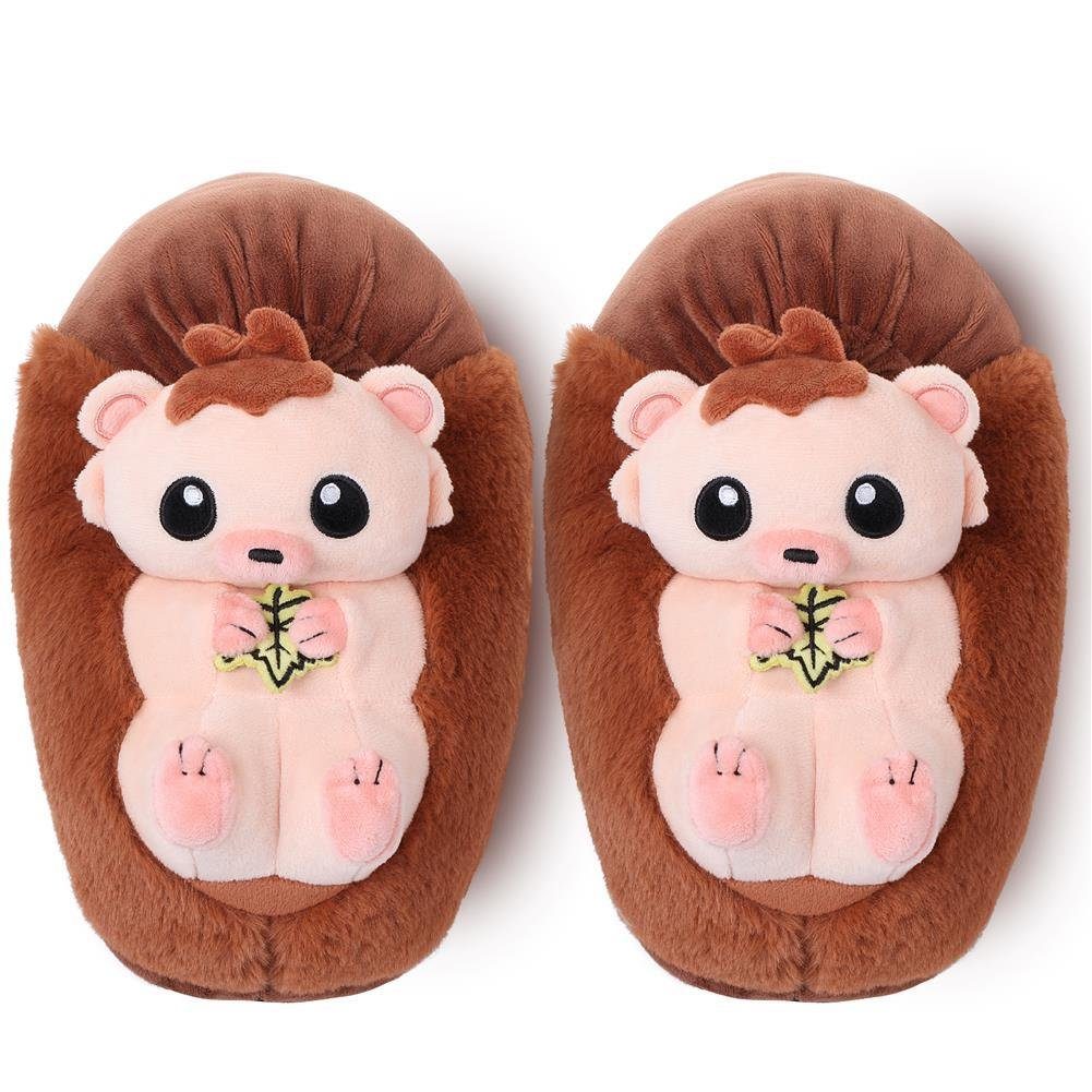 Corimori Tier Pantoffeln für Kinder Einheitsgröße 25-33,5 Plüsch Hausschuhe (Packung, Geschenk) EU Einheitsgröße 25-33,5 Poki der Igel für Kinder, Jungen, Mädchen