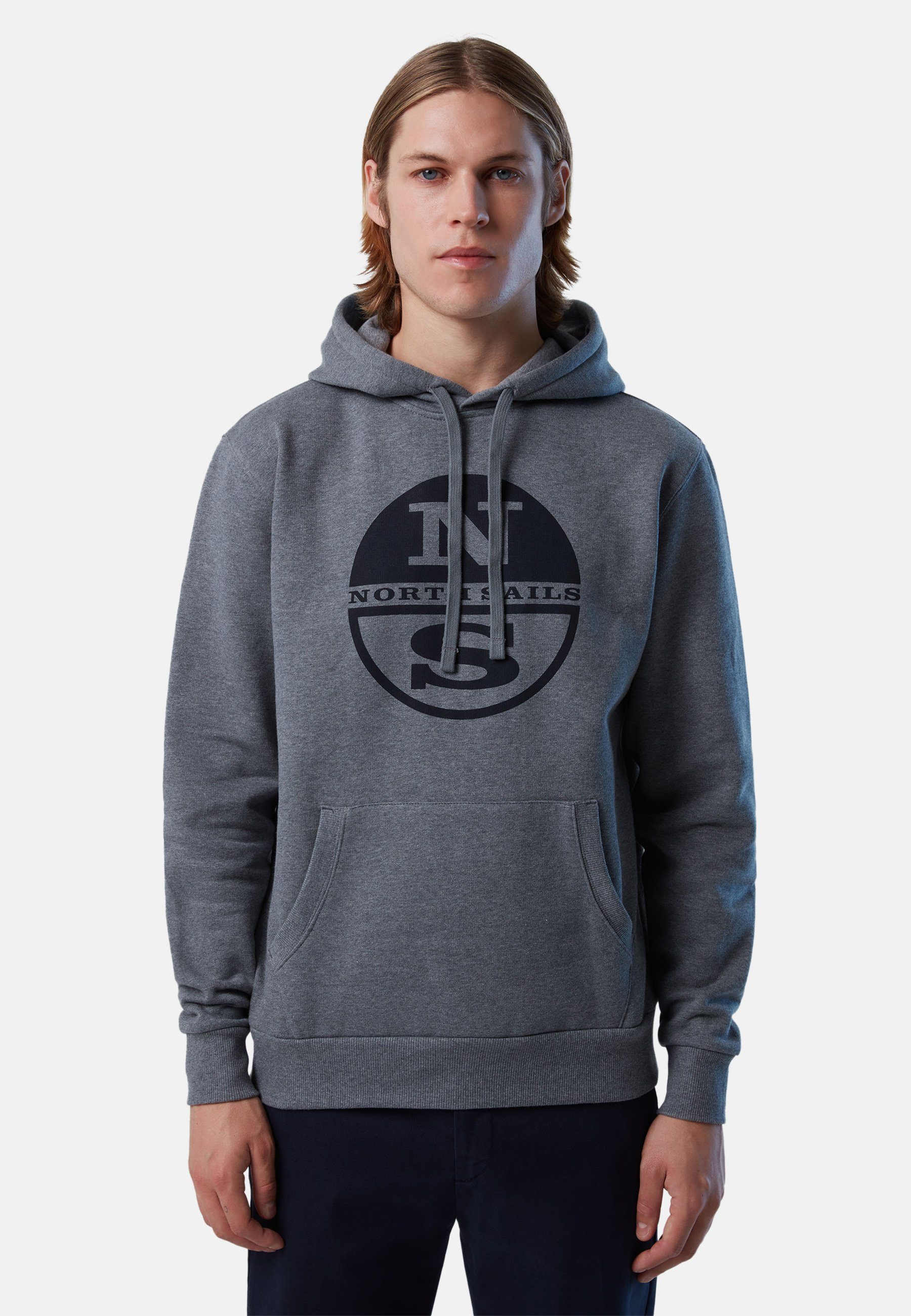 North Sails Kapuzensweatshirt Kapuzenpulli mit Maxi-Logo-Druck mit klassischem Design grey