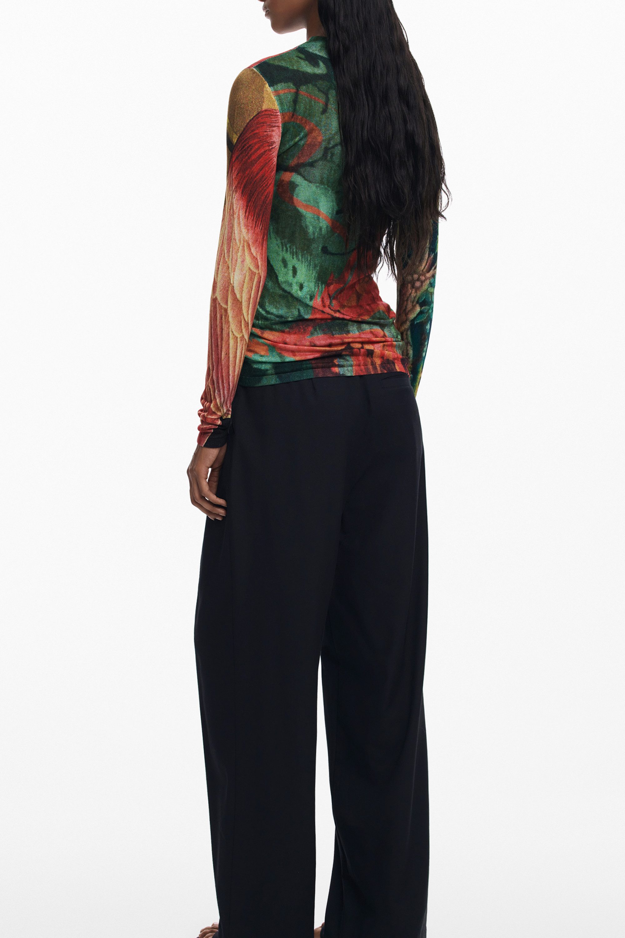 Desigual Strickpullover Eleganter Damenpullover in Grün: Muster, Stehkragen günstig online kaufen