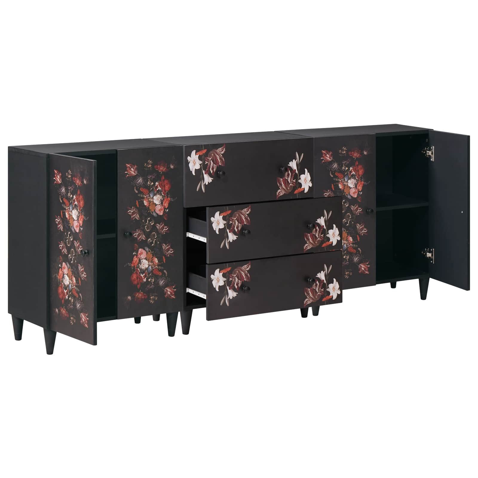 vidaXL Schranksystem Stauraumschränke 3 Stk. 180 x 33 x 75 cm Massivholz (3-St)
