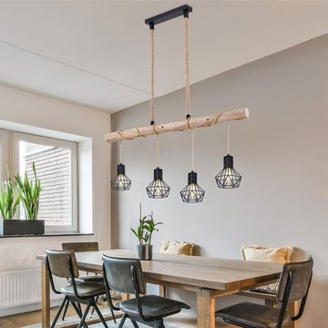 etc-shop Hängeleuchte, Hängeleuchte Esszimmerlampe Deckenleuchte Pendellampe, Holz Balken