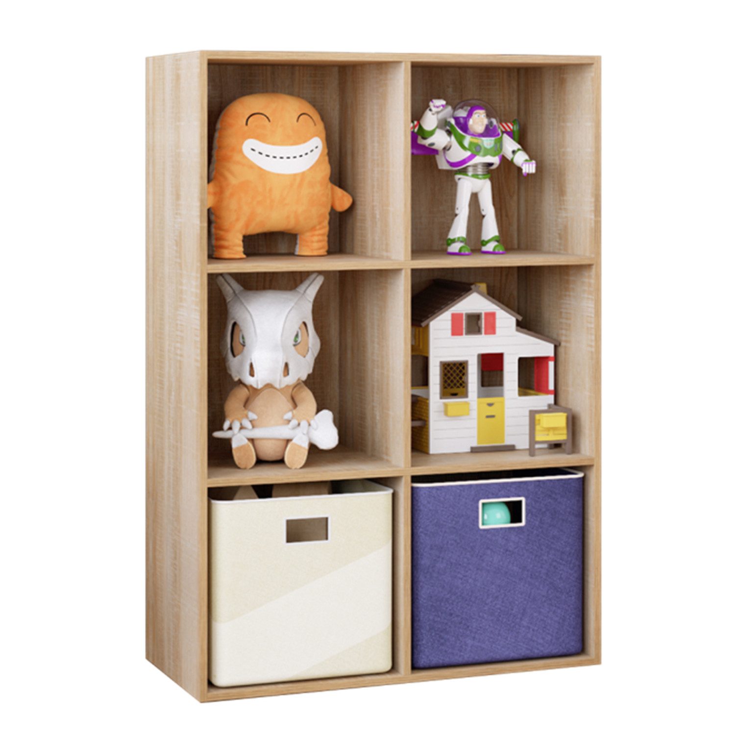 Homfa Bücherregal, Regal, Würfelregal 6 Fächer aus Holz, 65,5x30x97cm, Eich günstig online kaufen