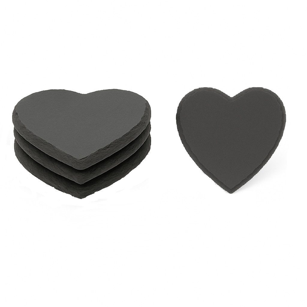 hausleben Glasuntersetzer Herz Schiefer Untersetzer 10x10 cm, 4-tlg.