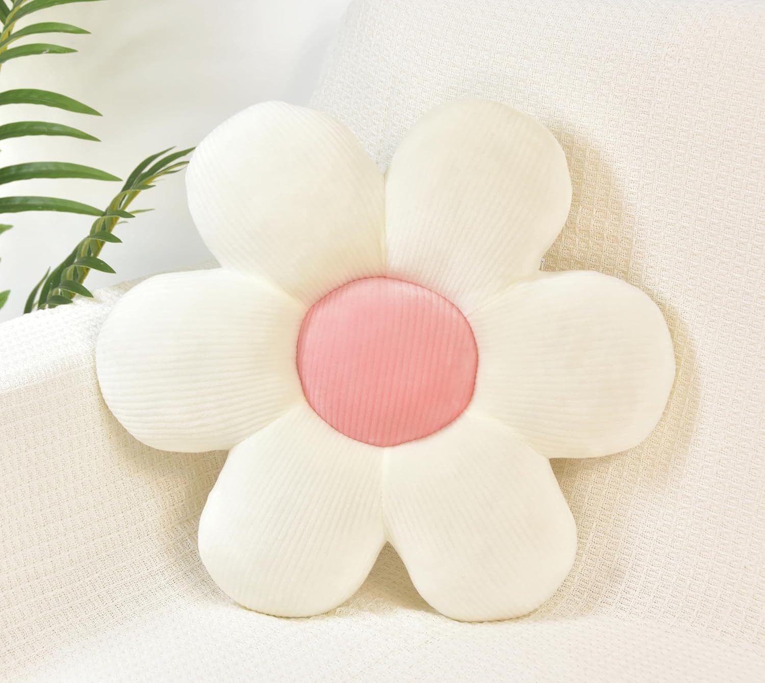 FOUORTUNATE-BEE Dekokissen Süßes Blütenkissen in Gänseblümchenform, weiches Deko-Bodenkissen, Plüsch-Blumenkissen für Sofa, Bett, Stuhl & Raumdekoration