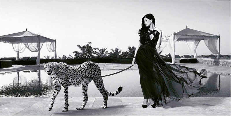 my home Deco-Panel »JULIAN LAUREN / Woman with Cheetah«, 100/50 cm