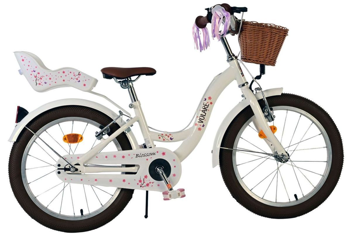 T&Y Trade Kinderfahrrad 18 Zoll Kinder Mädchen Fahrrad Mädchenfahrrad Rad Bike Blossom 31845, 1 Gang, Korb, Seitenständer, Puppensitz