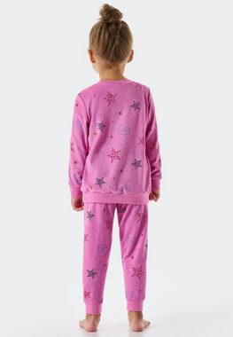 Schiesser Pyjama "Girls World" (2 tlg) mit gepunktetem Sternen-Allover im Weltraum-Look
