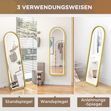 HOMCOM Standspiegel Ganzkörperspiegel, 151,5 x 50 x 4 cm Wandspiegel, LED-Leuchte (Lichtspiegel, 1-St., Garderobenspiegel), mit Touch-Schlater, für Wohnzimmer, Schlafzimmer, Gold