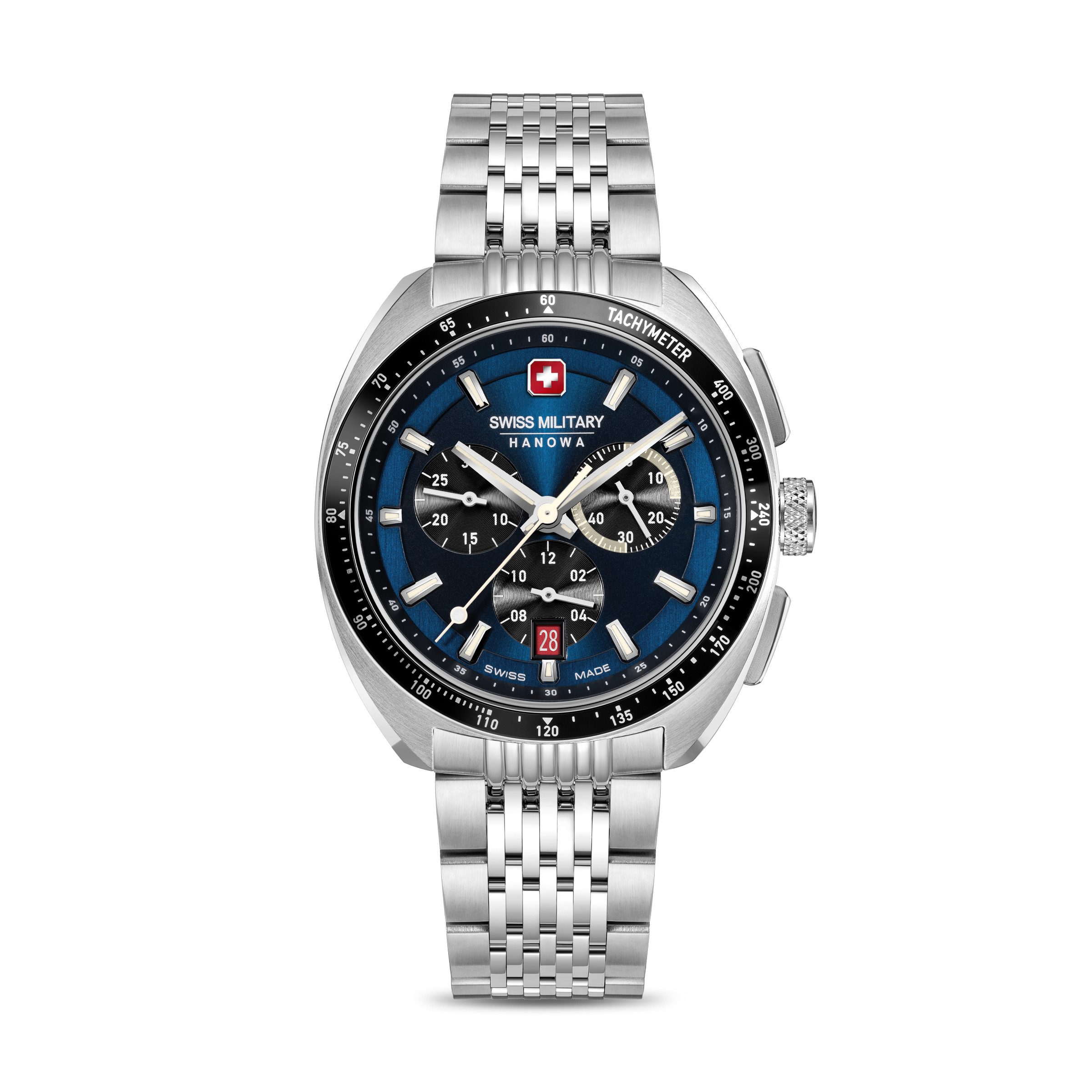 Swiss Military Hanowa Chronograph Defender SMWGI0003303, Quarzuhr, Armbanduhr, Herrenuhr, Swiss Made, Edelstahlarmband, analog
