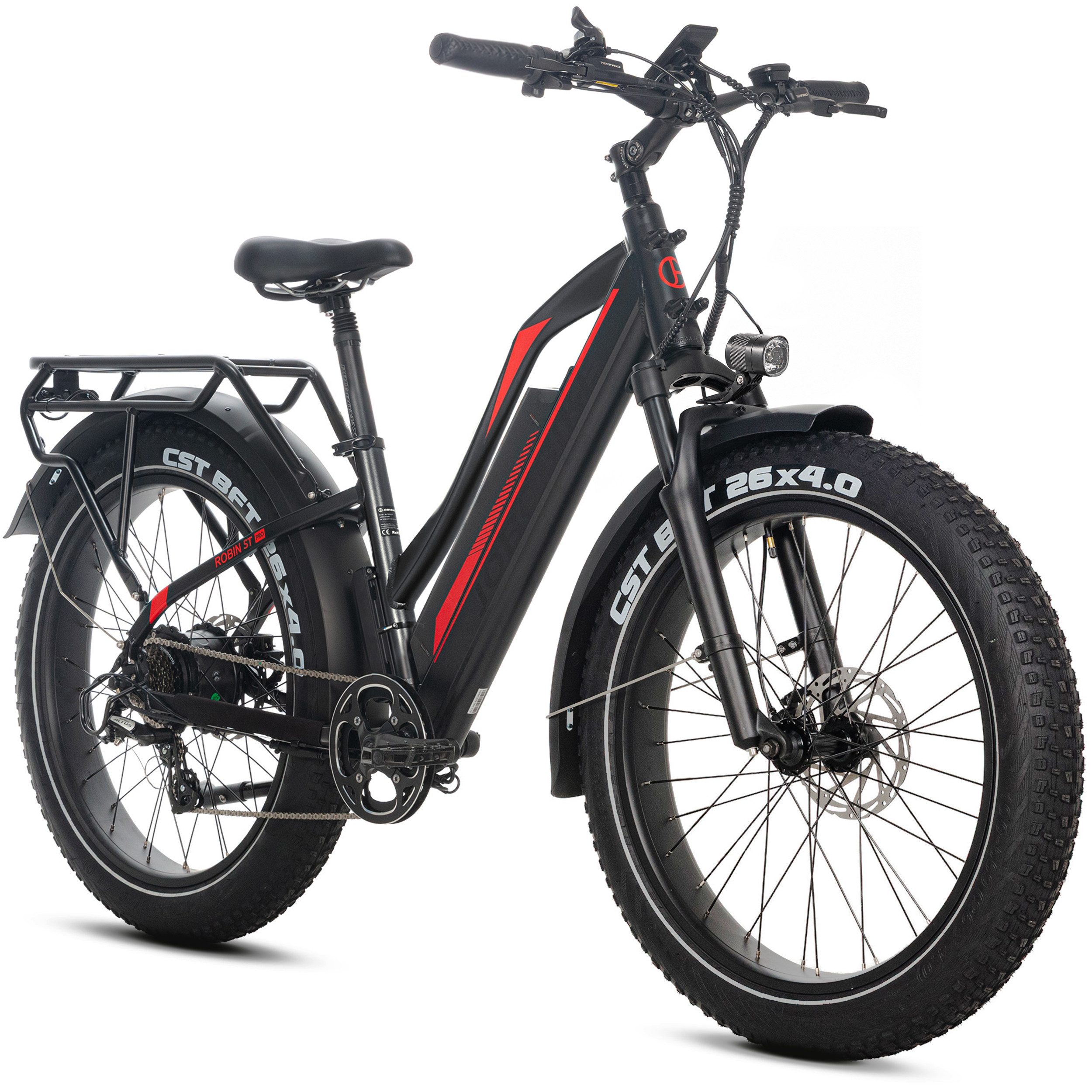 JOBOBIKE E-Bike Mountainbike 26 Zoll, 180km, 80Nm Fatbike, Federsattelstütze, Bremslicht & Blinker, 7 Gang Shimano, Kettenschaltung, Heckmotor, 840 Wh, (LCD-Farbdisplay, CST Reifen mit Pannenschutz, hydr. Scheibenbremsen), Alurahmen, MTB, All-Terrain-E-Bike, Elektrofahrrad für Damen Herren