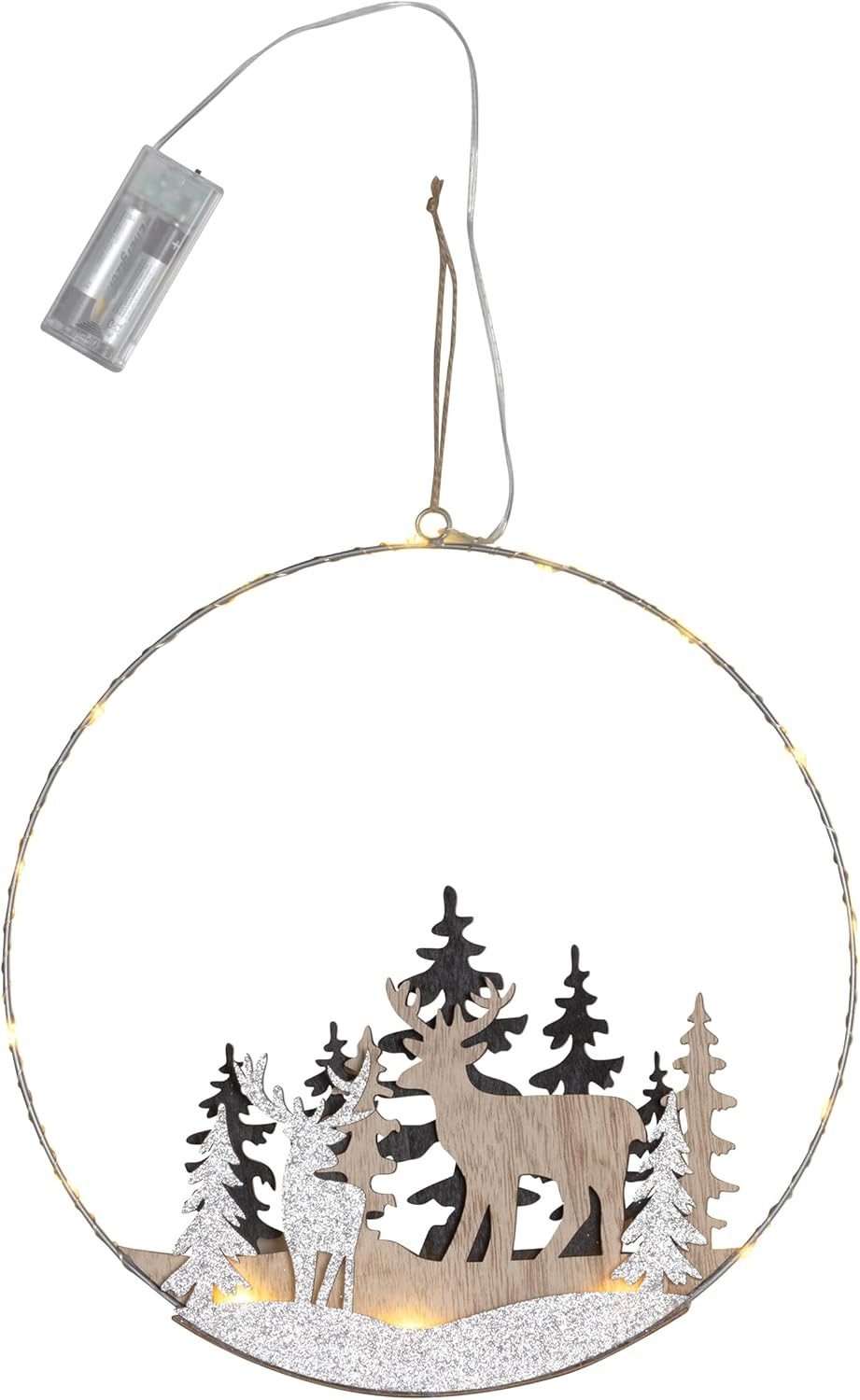 mucHome Fensterdekoration LED Dekoring Rentiere Ø 30cm Aufhänger Weihnachts günstig online kaufen