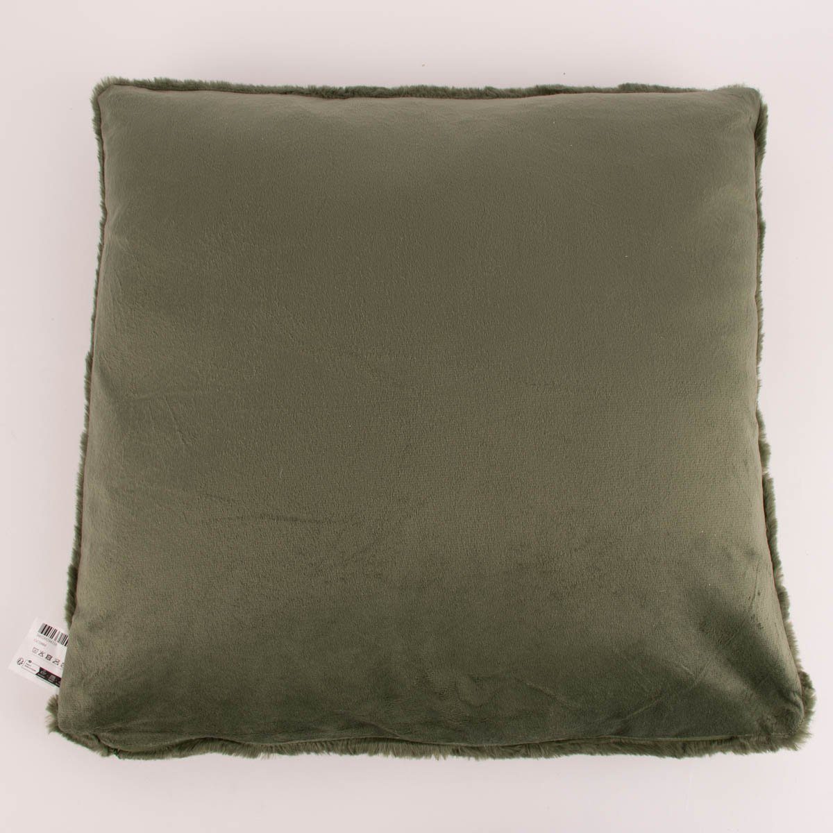grün 50x50cm einfarbig LEBEN. aus Kuschelkissen Fellkissen Polyesterplüsch SCHÖNER khaki