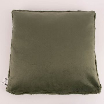 SCHÖNER LEBEN. Fellkissen Kuschelkissen aus Polyesterplüsch einfarbig khaki grün 50x50cm