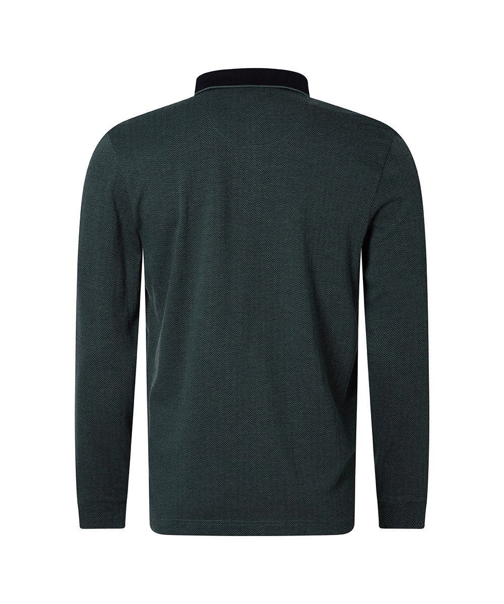 Pierre Cardin Langarm-Poloshirt mit Fischgratmuster günstig online kaufen