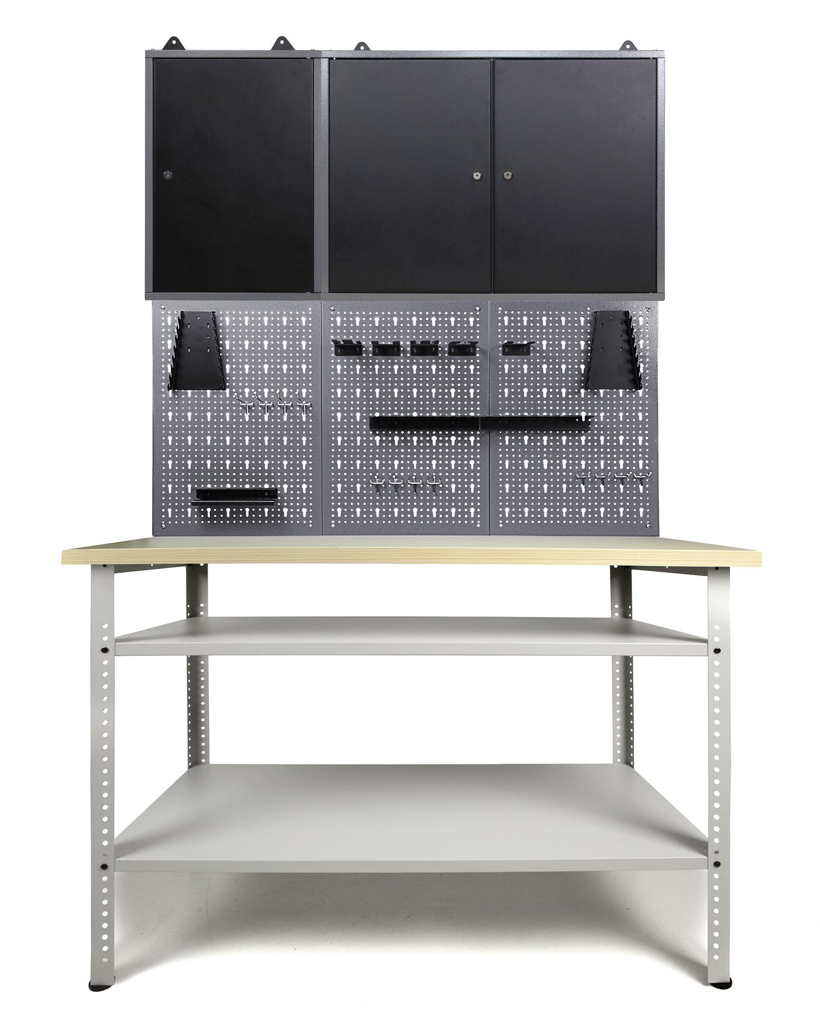 ONDIS24 Werkstatt-Set Werkstatteinrichtung 120 cm Werkbank Basic Pro, Metall, 1,20m (B) x 2,05m (H) x 0,60m (T)