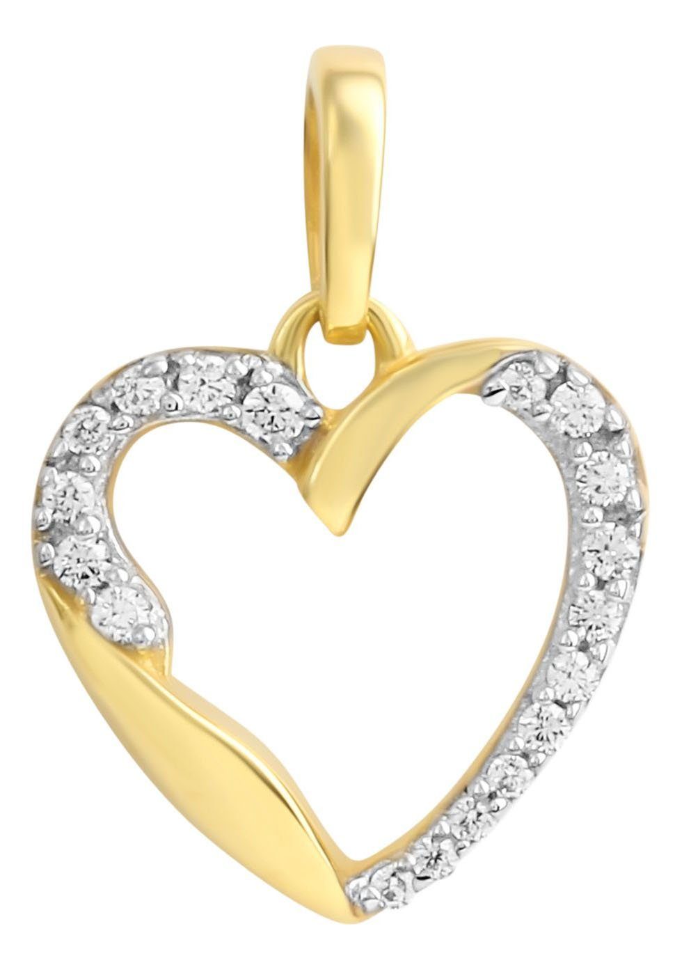 Firetti Herzanhänger Schmuck Geschenk Gold 333 Halsschmuck Anhänger Herz glitzernd, mit Zirkonia (synth)