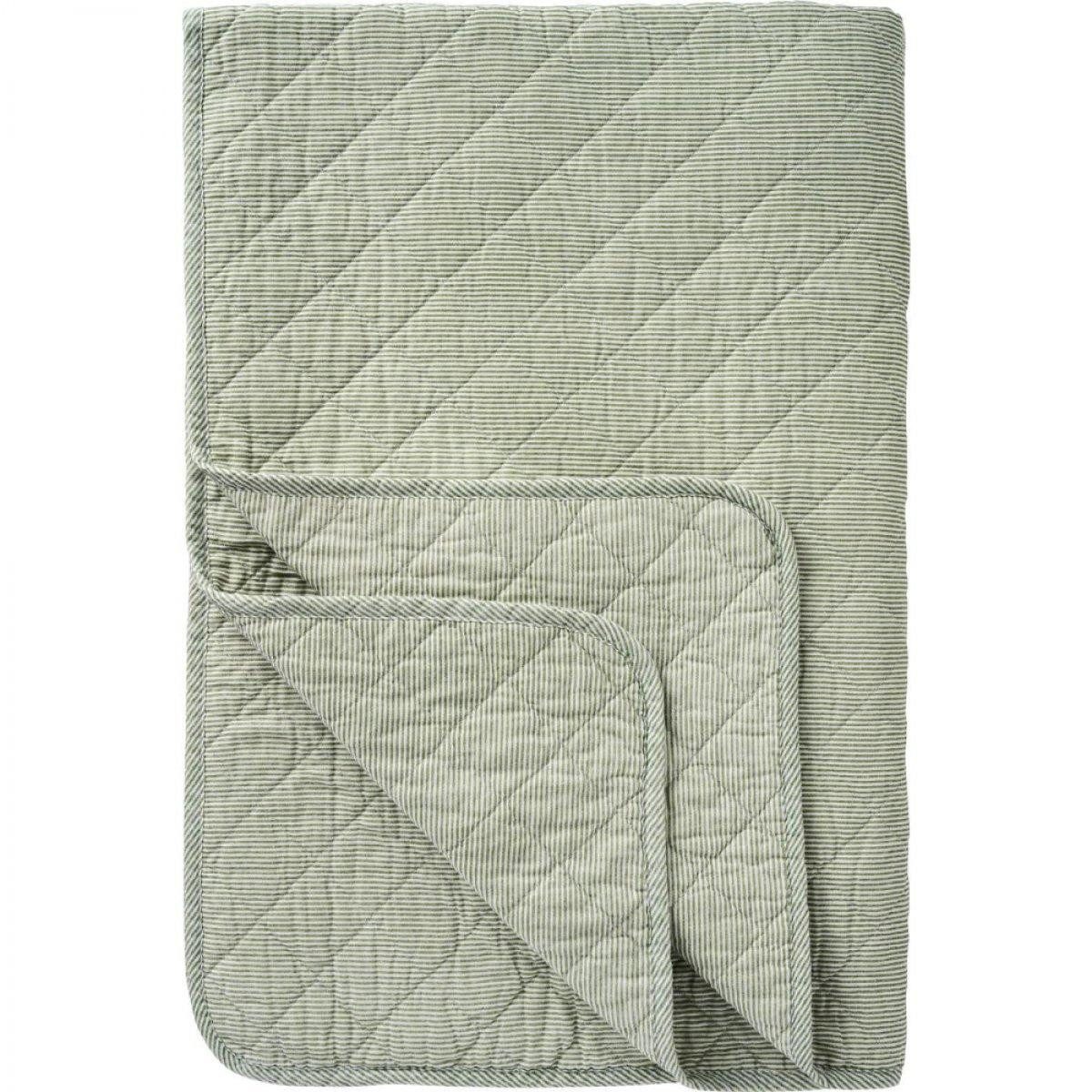Wohndecke Ib Laursen Quilt Decke Tagesdecke Weiß Staubig Grün gestreift (130x18, Ib Laursen