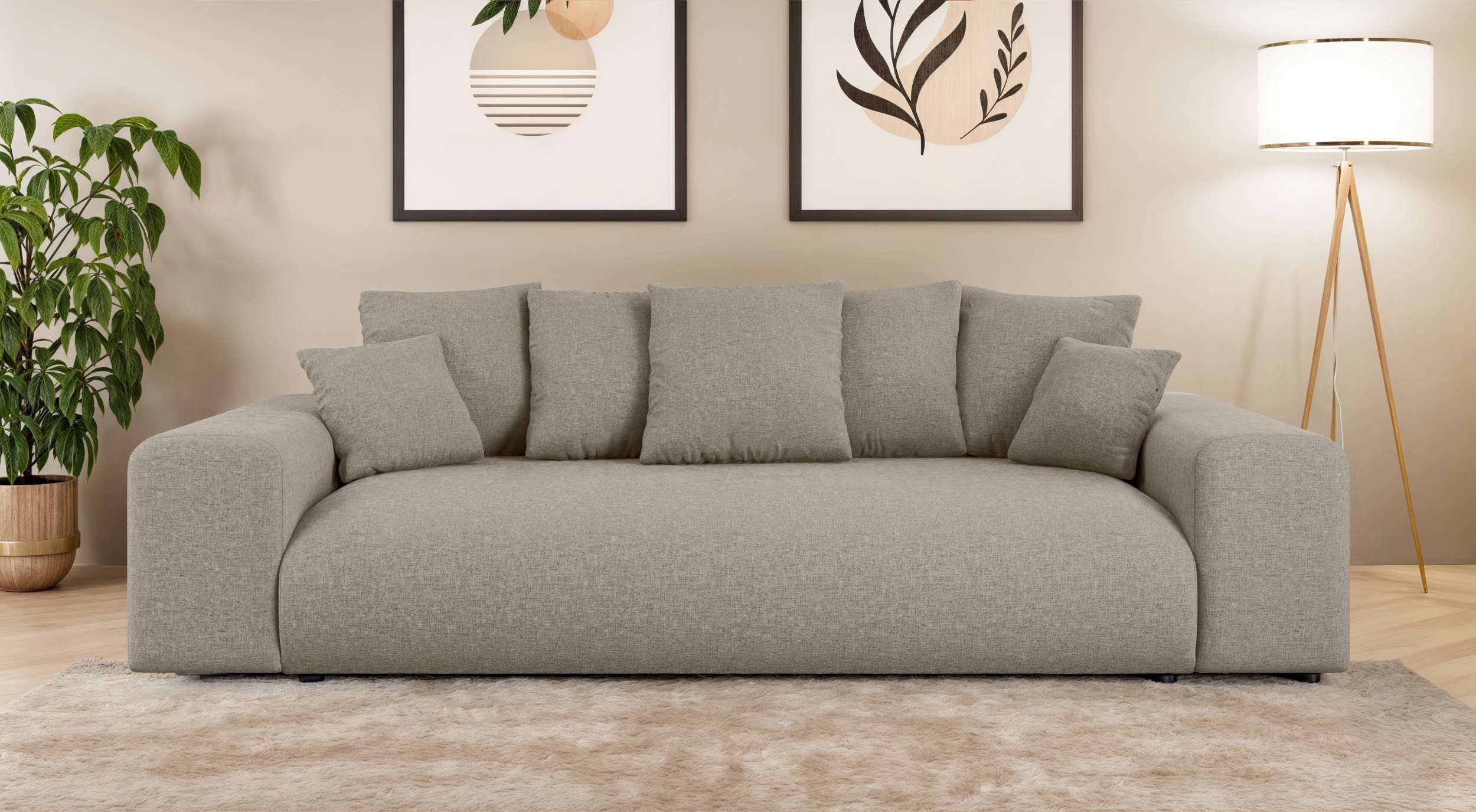 99rooms Big-Sofa Emilia, Sofa, Big-Sofa, Inkl. Kissenset, rundum mit Chenille WIND bezogen, Schlaffunktion