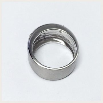 Edelschmiede925 Silberring breiter, matter Ring 925 Silber rhod mit Zirkonia #59