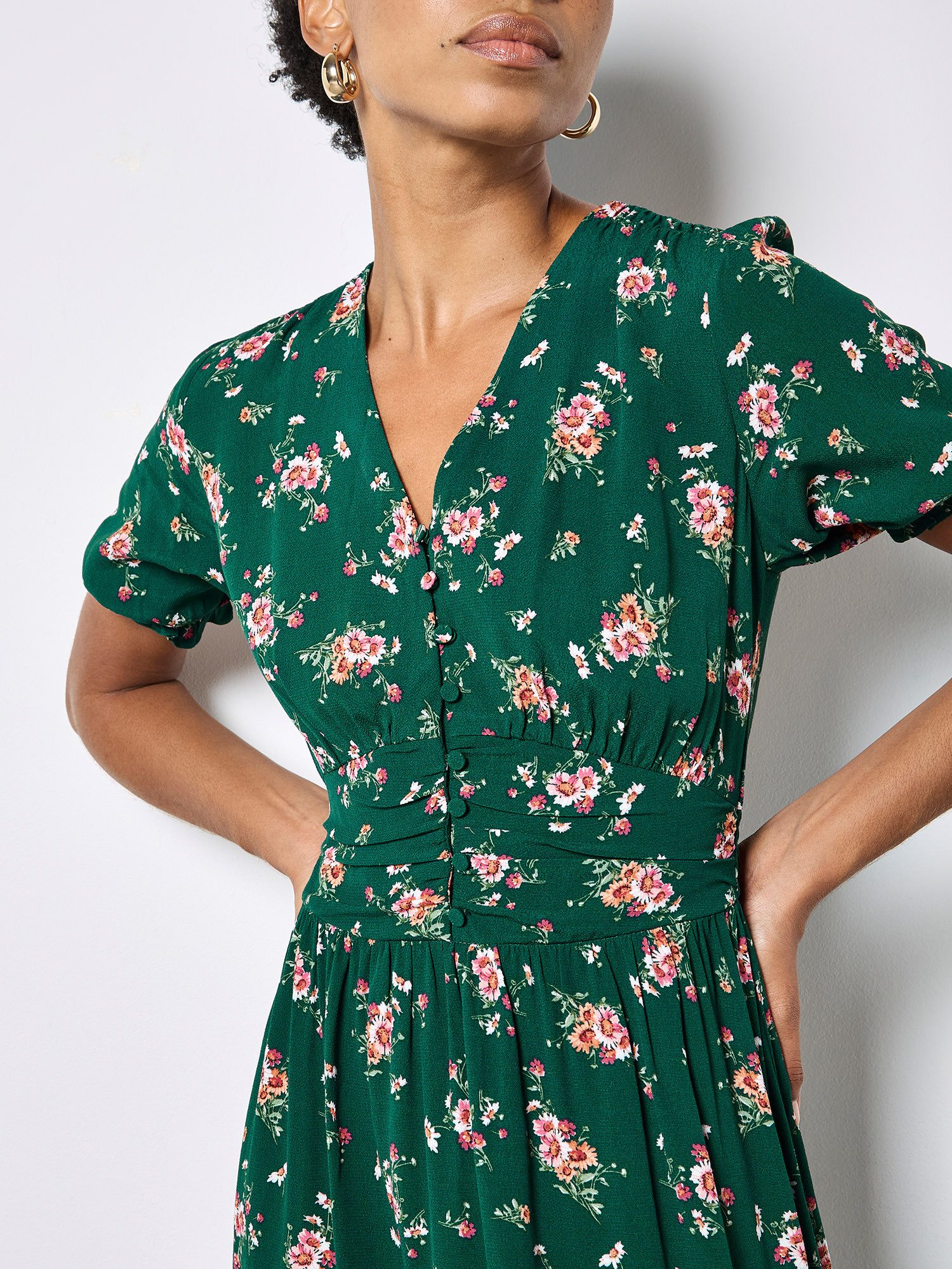 Apricot Druckkleid Midi-Kleid mit Blumenprint günstig online kaufen