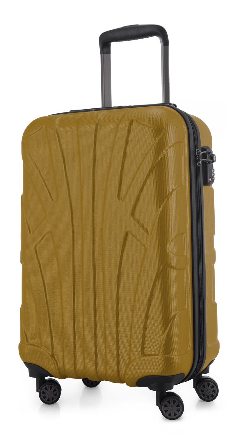 Suitline Handgepäckkoffer S1, 4 Rollen, Robust, Leicht, TSA Zahlenschloss, 55 cm, 33 L Packvolumen Herbstgold | Handgepäck-Koffer