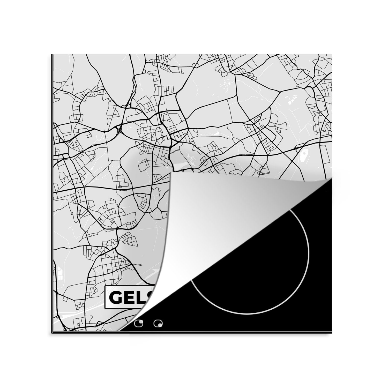 MuchoWow Herdblende-/Abdeckplatte Deutschland - Stadtplan - Gelsenkirchen - Karte, Vinyl, (1 tlg), 78x78 cm, Ceranfeldabdeckung, Arbeitsplatte für küche