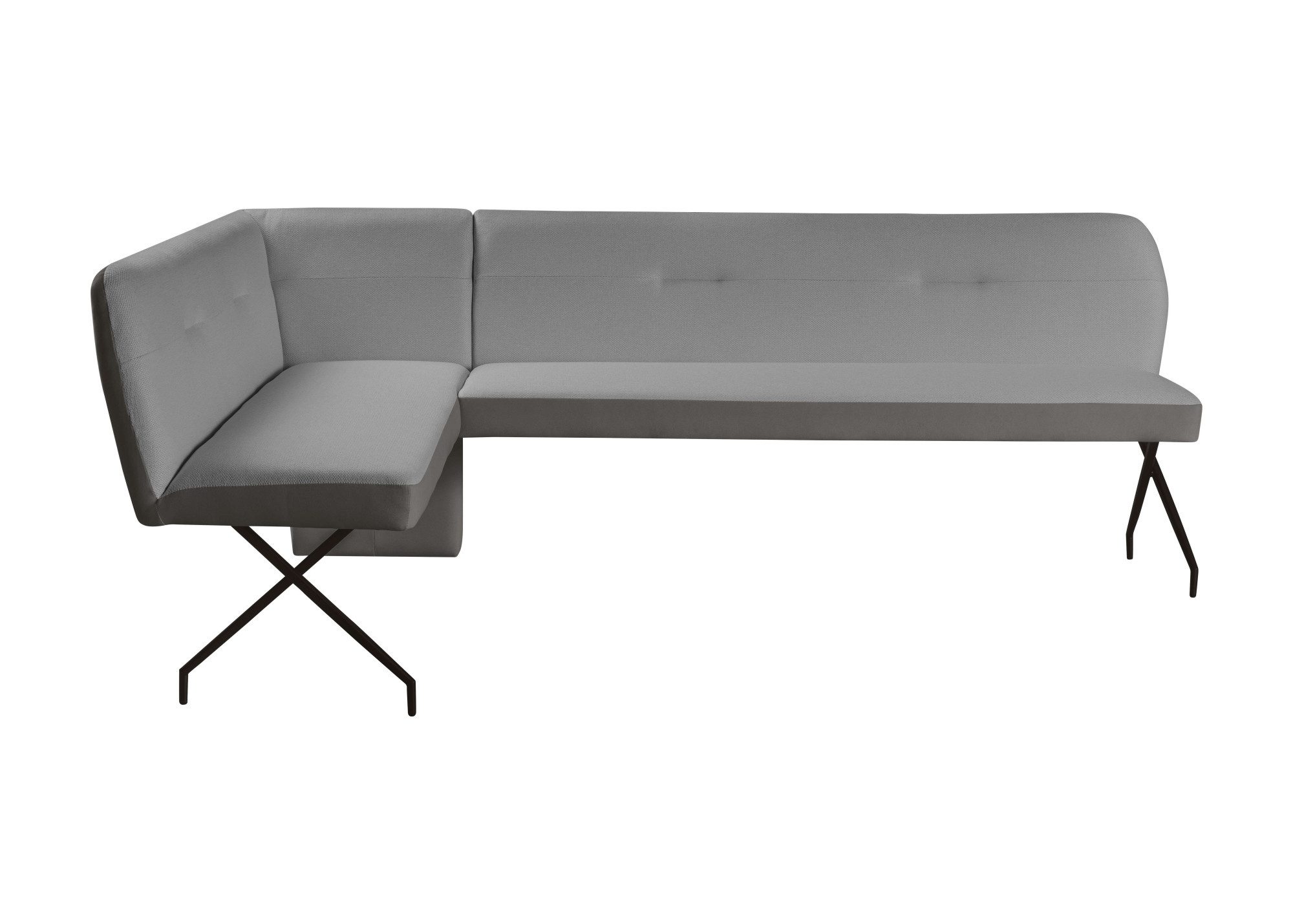 OTTO home Eckbank Bruna Esszimmerbank, Bank, Küchenbank, Polsterbank, Mattschwarzes Metallgestell, 2-Stoff-Design, Wellenfederung im Sitz