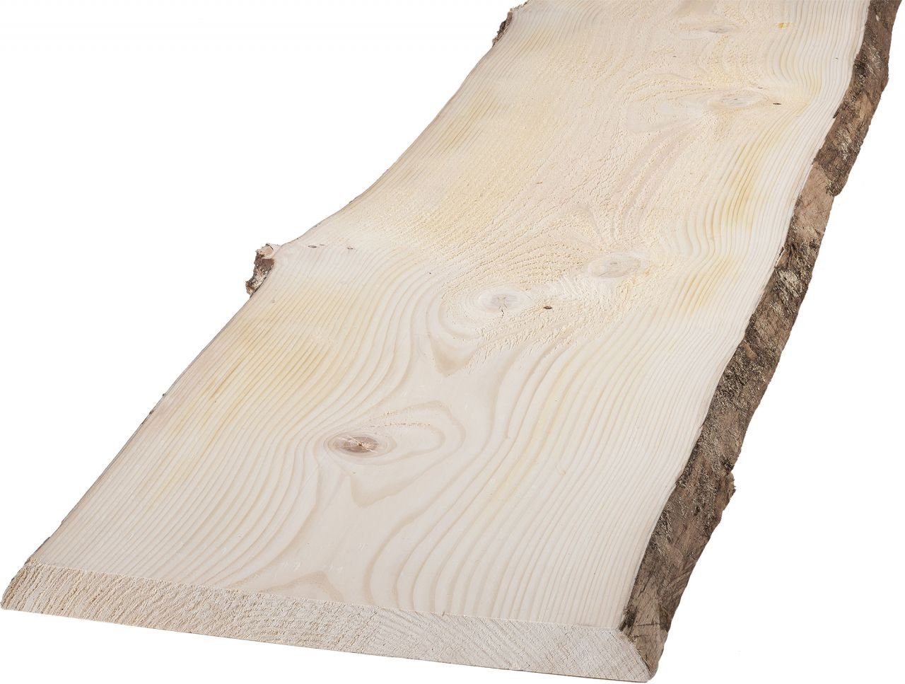 Trend Line Regaleinsatz Massivholzbrett Weißtanne mit Baumkante 100 x 24 -